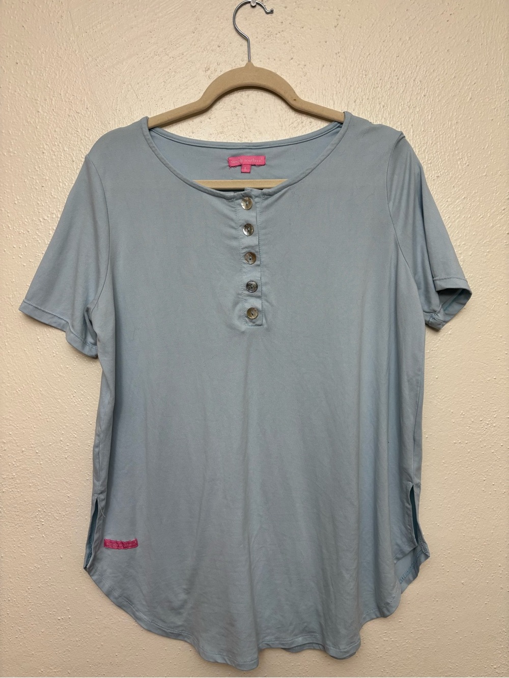 Simply Southern Light Blue Short Sleeve Henley